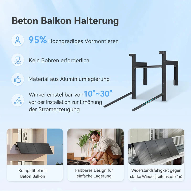 Sunshare Beton Balkonhalterung | Verstellbar & ohne Bohren
